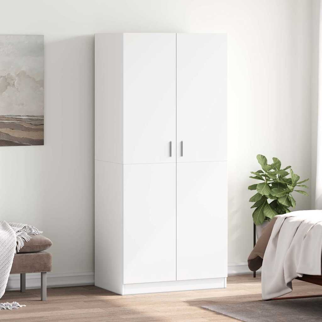 vidaXL Гардероб бял 80x52x180 см инженерно дърво