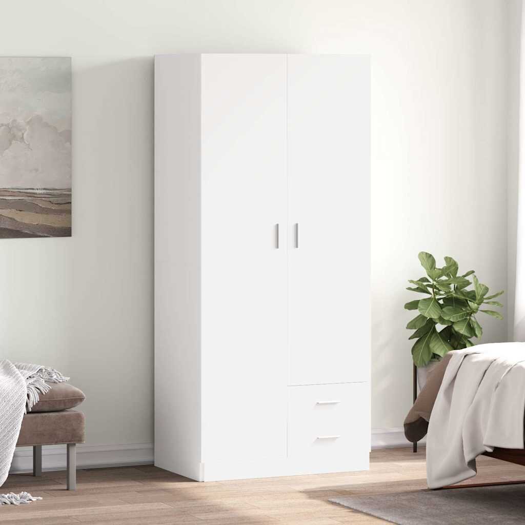 vidaXL Гардероб бял 80x52x180 см инженерно дърво