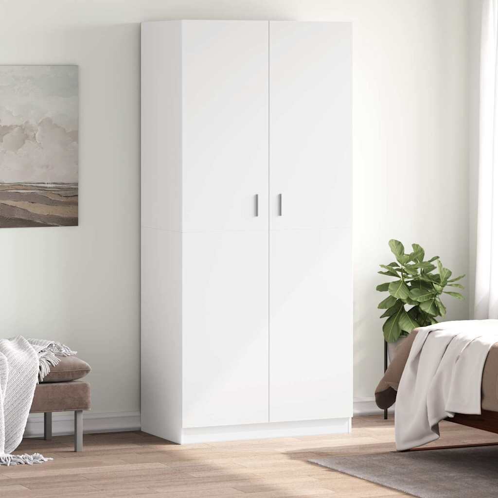 vidaXL Гардероб бял 90x52x200 см ПДЧ