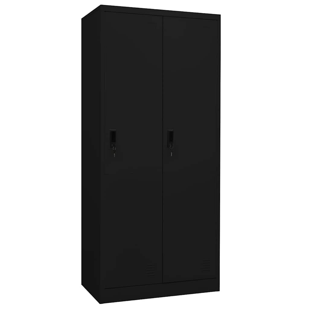 vidaXL Гардероб черен 80x50x180 см стомана