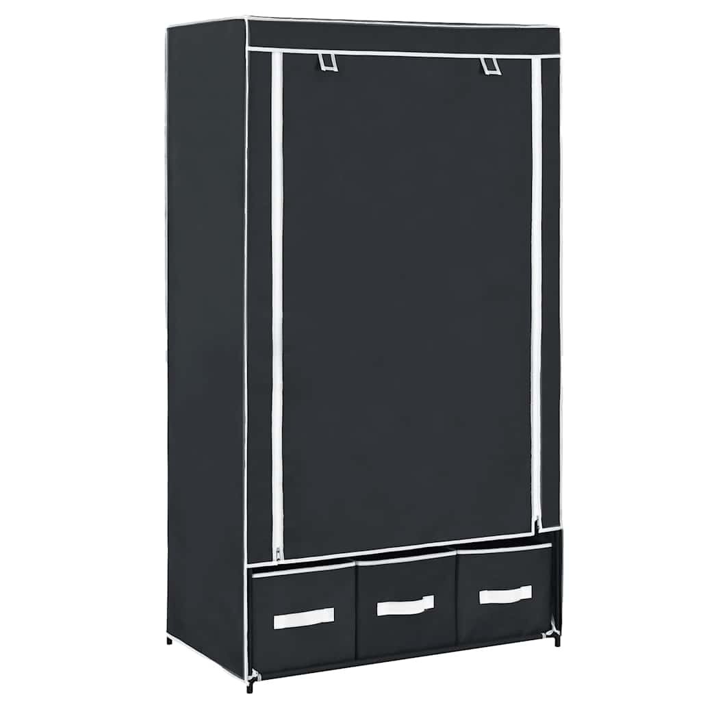 vidaXL Гардероб черен 87x49x159 см текстил