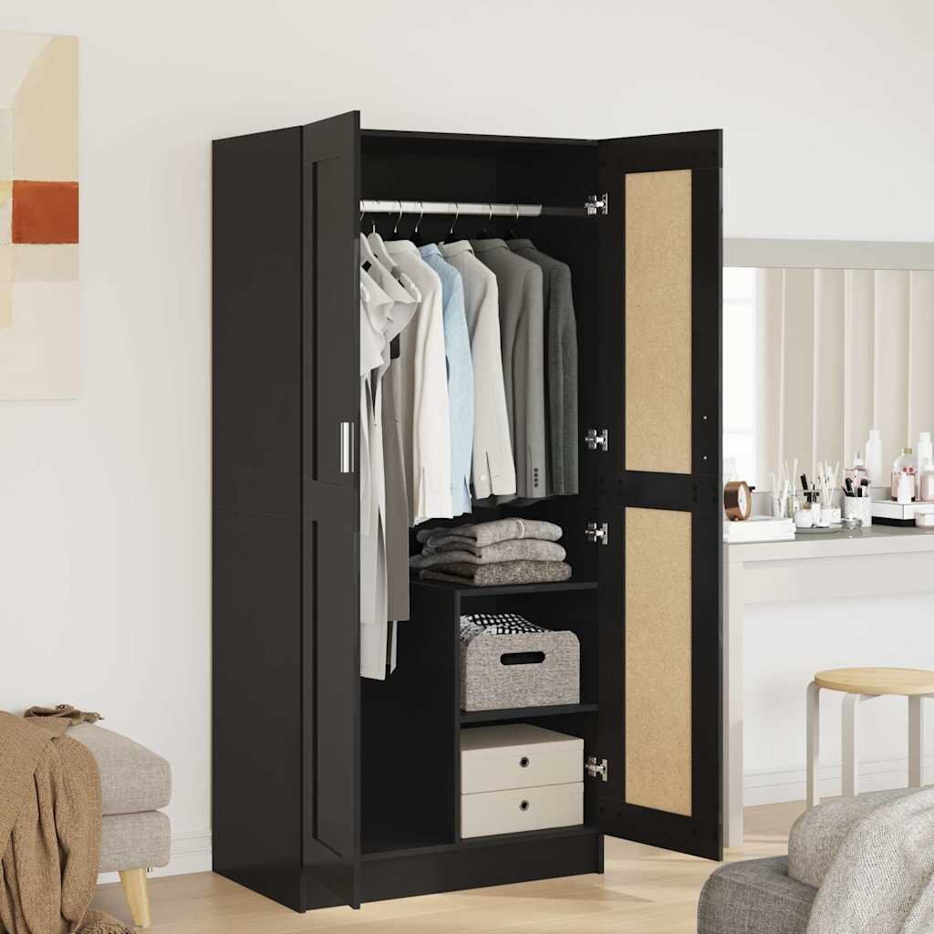 vidaXL Гардероб черен гланц 825x515x180 см ПДЧ