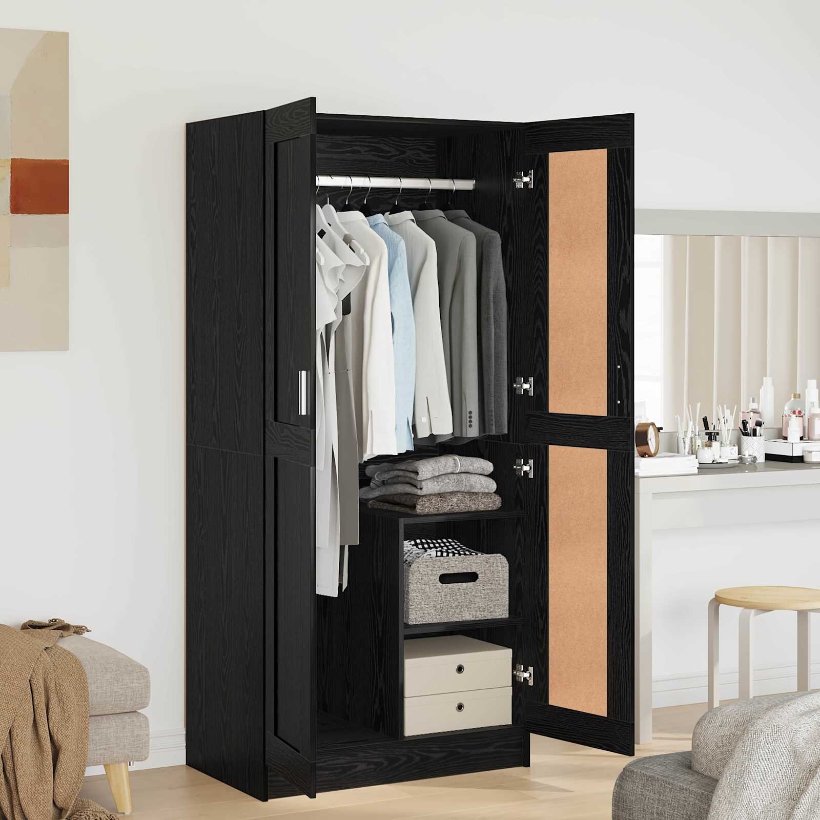 vidaXL Гардероб Черния дъб 825 x 515 x 180 см Инженерна дървесина