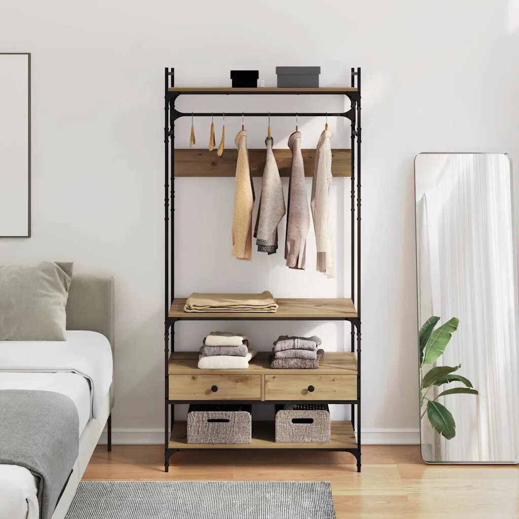 vidaXL Гардероб дъб артизан 89 x 39 x 184.5 см Инженерна дървесина