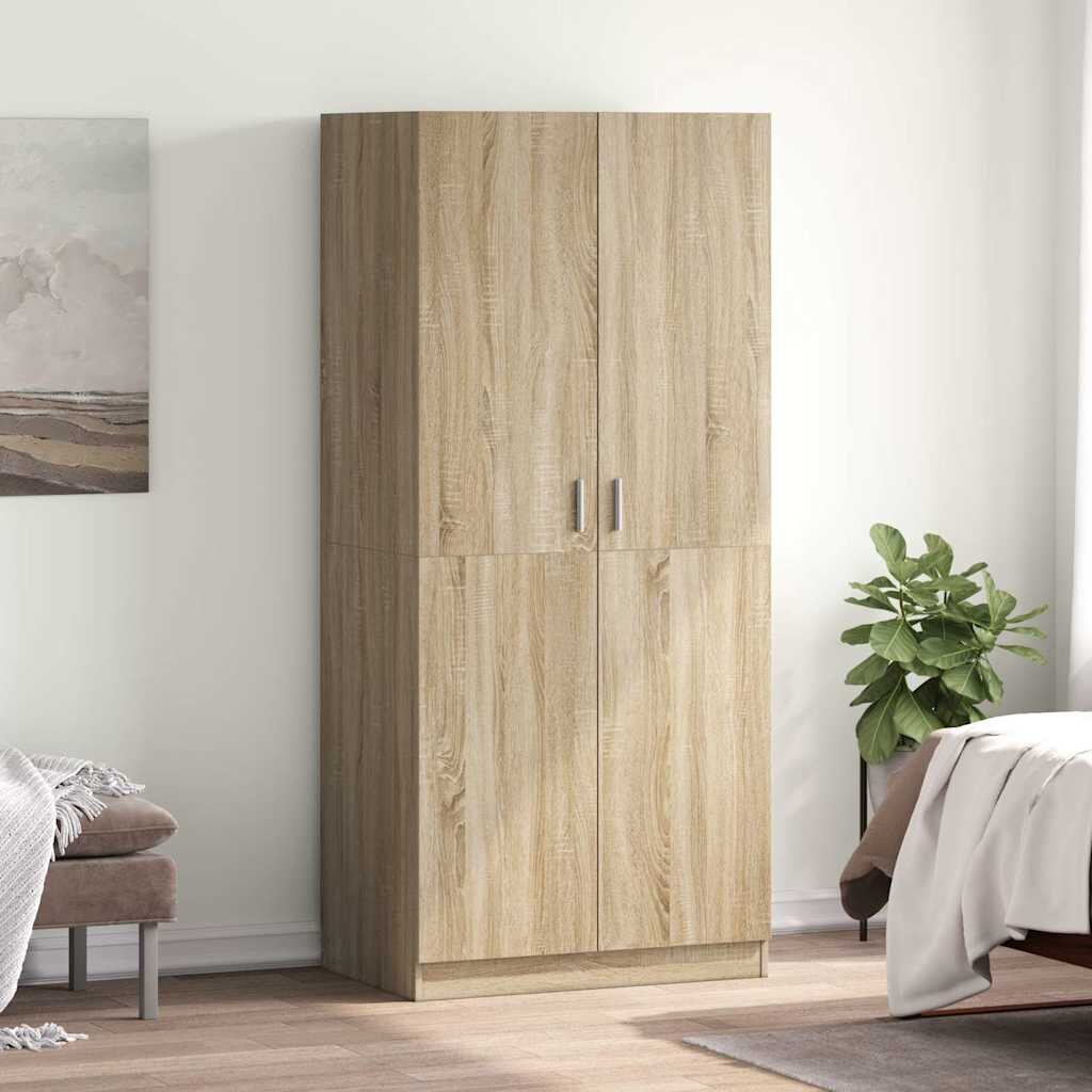 vidaXL Гардероб дъб сонома 80x52x180 см инженерно дърво