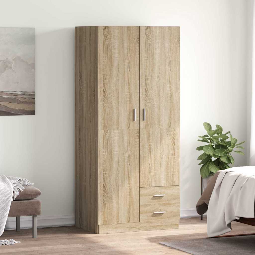 vidaXL Гардероб дъб сонома 80x52x180 см инженерно дърво