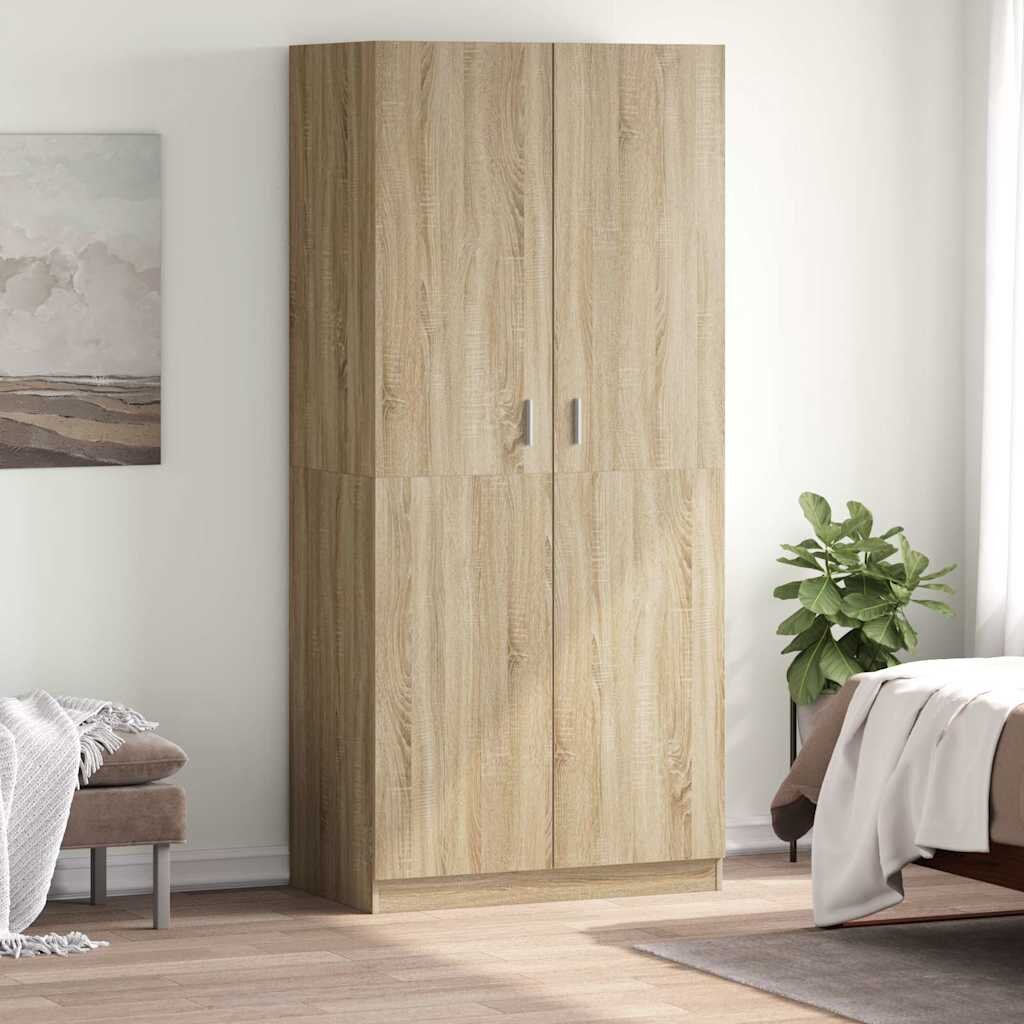 vidaXL Гардероб дъб сонома 90x52x200 см инженерно дърво