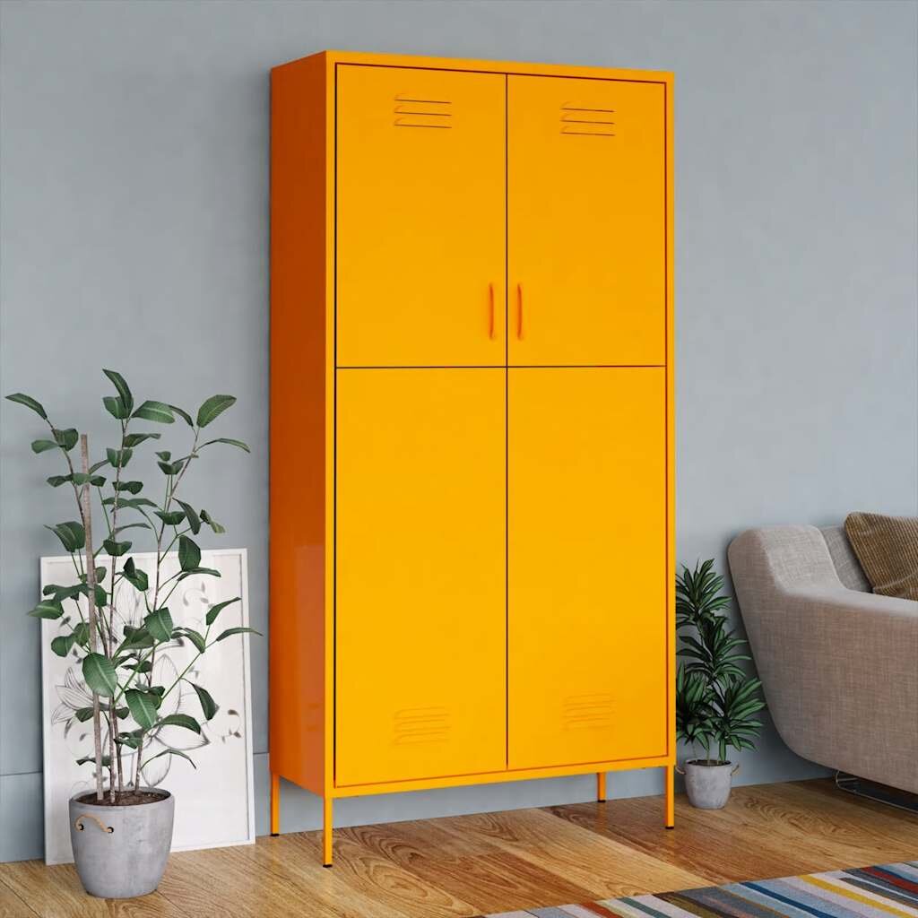 vidaXL Гардероб горчица жълто 90x50x180 см стомана