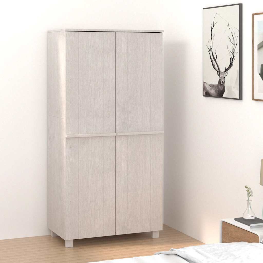vidaXL Гардероб HAMAR бял 89x50x180 см борово дърво масив