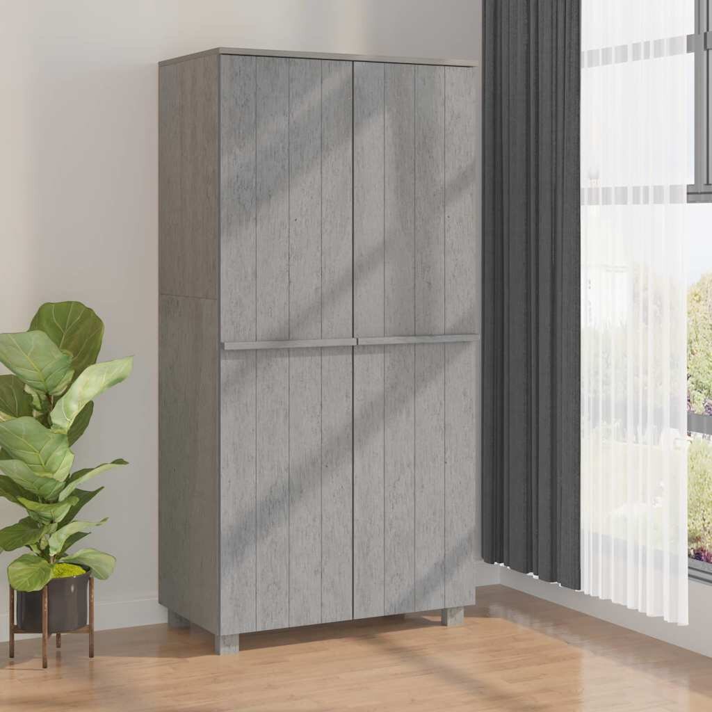 vidaXL Гардероб HAMAR светлосив 89x50x180 см борово дърво масив