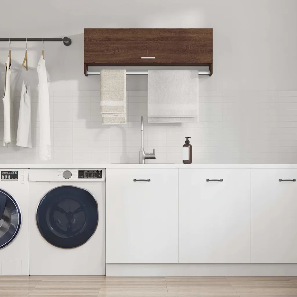 vidaXL Гардероб кафяв дъб 100x325x35 см инженерно дърво