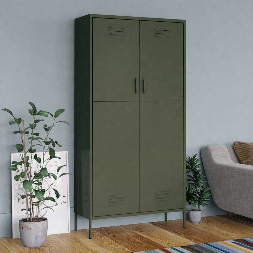 vidaXL Гардероб маслиненозелен 90x50x180 см стомана