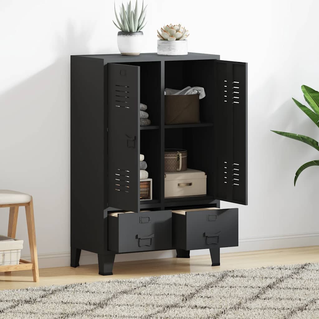 vidaXL Гардероб метален индустриален стил 67x35x107 см черен