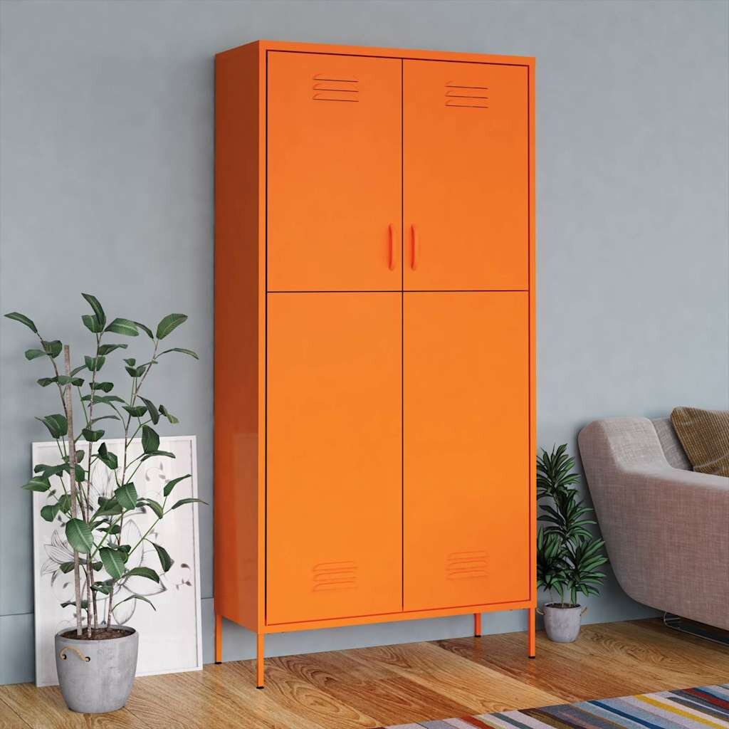 vidaXL Гардероб оранжев 90x50x180 см стомана