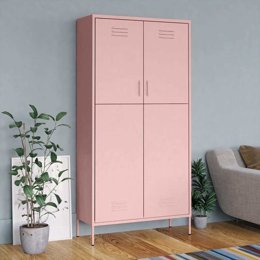 vidaXL Гардероб розов 90x50x180 см стомана