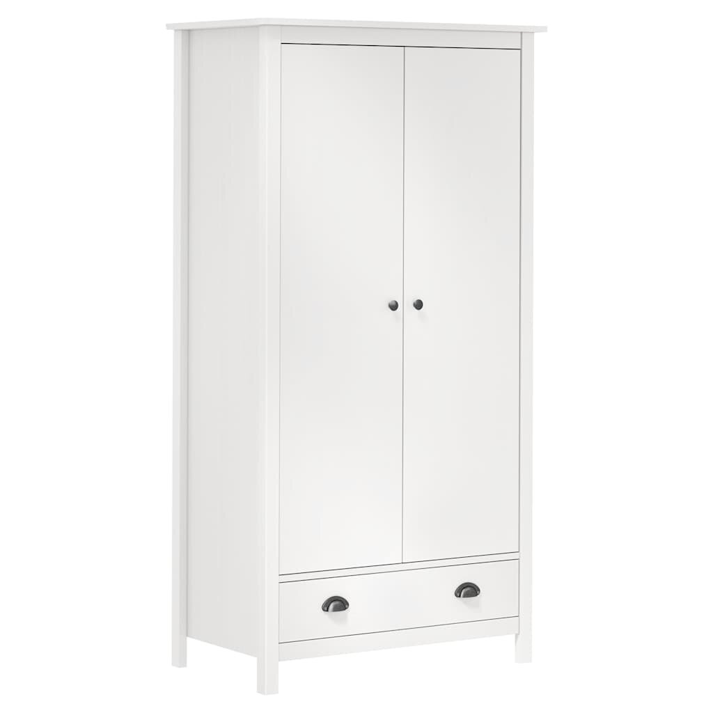 vidaXL Гардероб с 2 врати Hill бял 89x50x170 см борово дърво масив