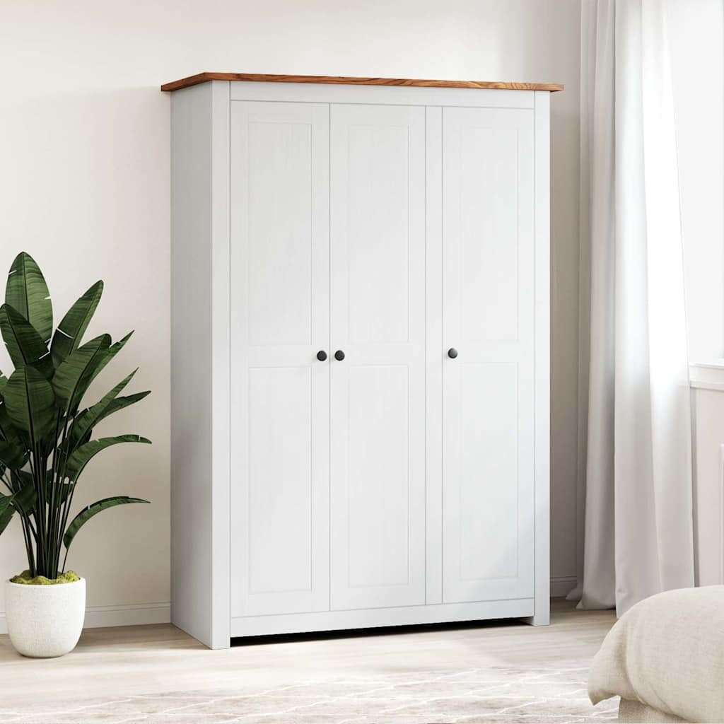 vidaXL Гардероб с 3 врати бял 118x50x1715 см бор Panama Range