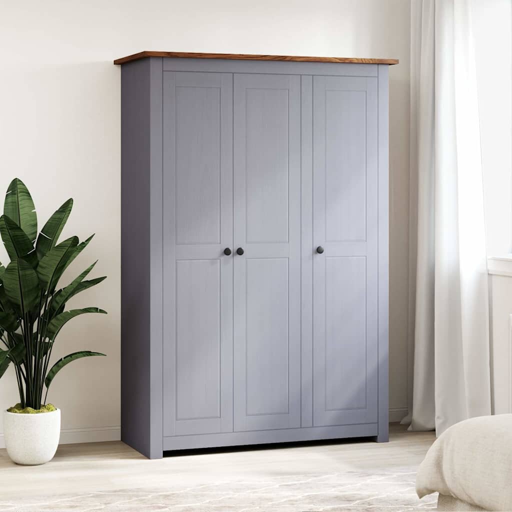 vidaXL Гардероб с 3 врати сив 118x50x1715 см бор Panama Range