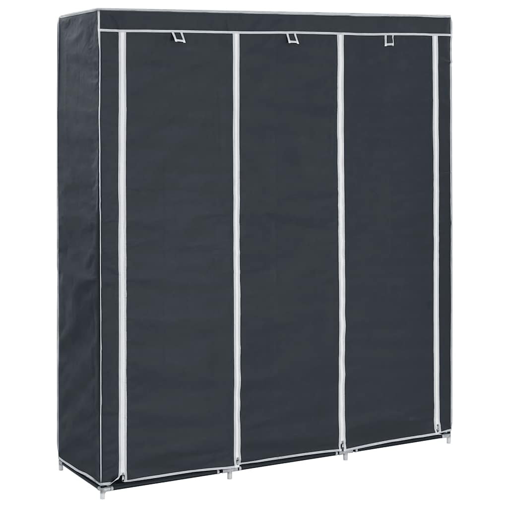 vidaXL Гардероб с отделения и лостове черен 150x45x175 см плат