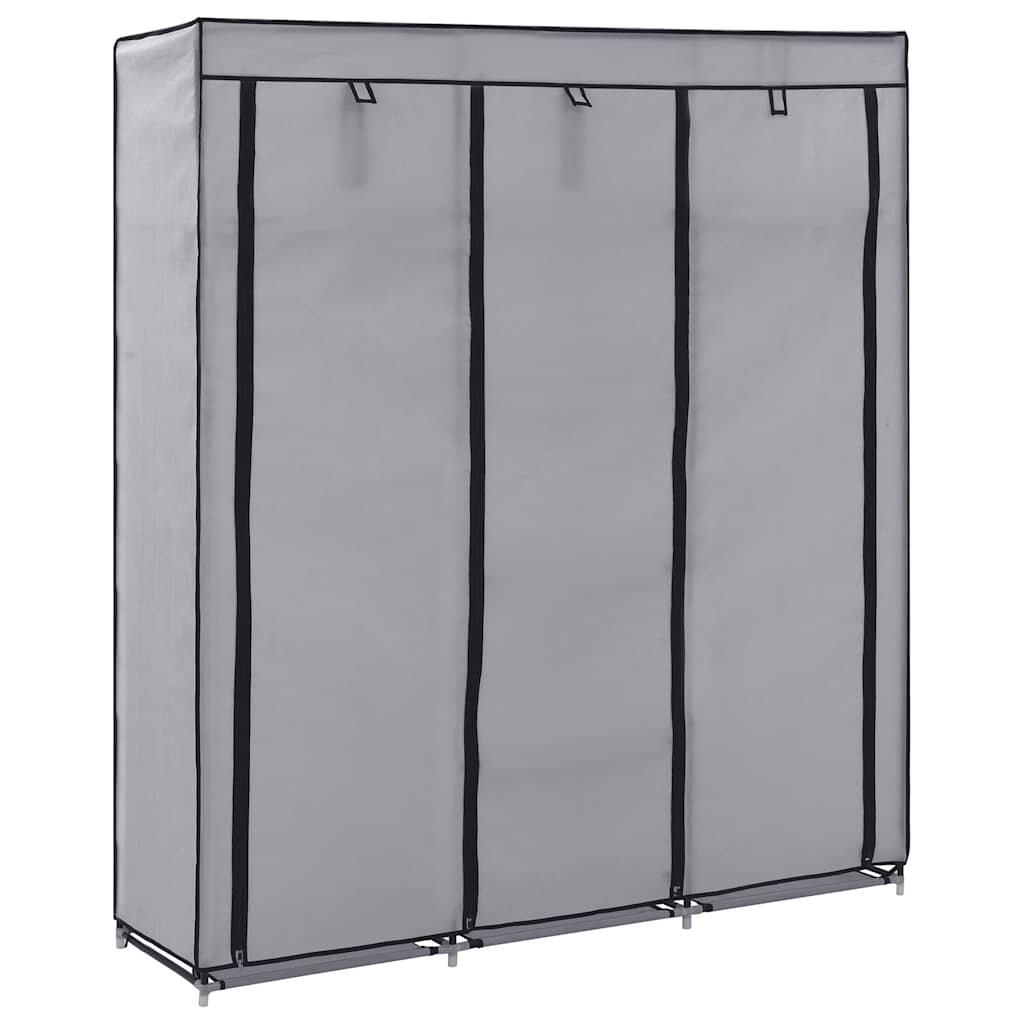 vidaXL Гардероб с отделения и лостове сив 150x45x175 см плат