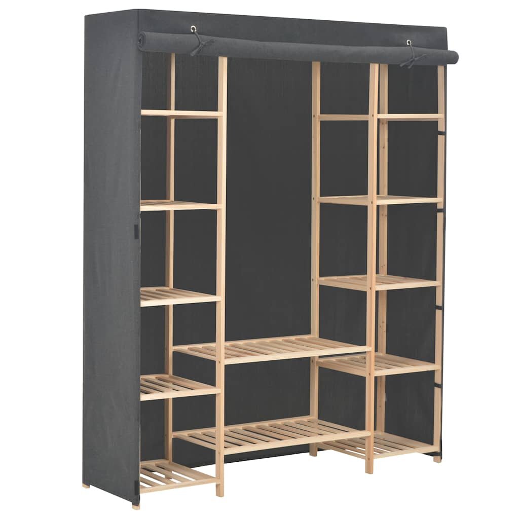 vidaXL Гардероб сив 135x40x170 см текстил