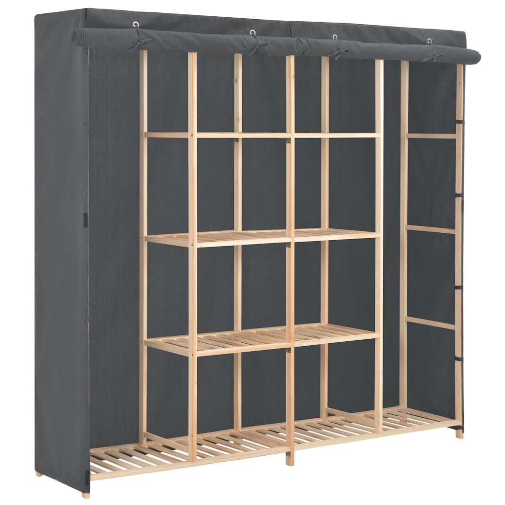 vidaXL Гардероб сив 173x40x170 см текстил