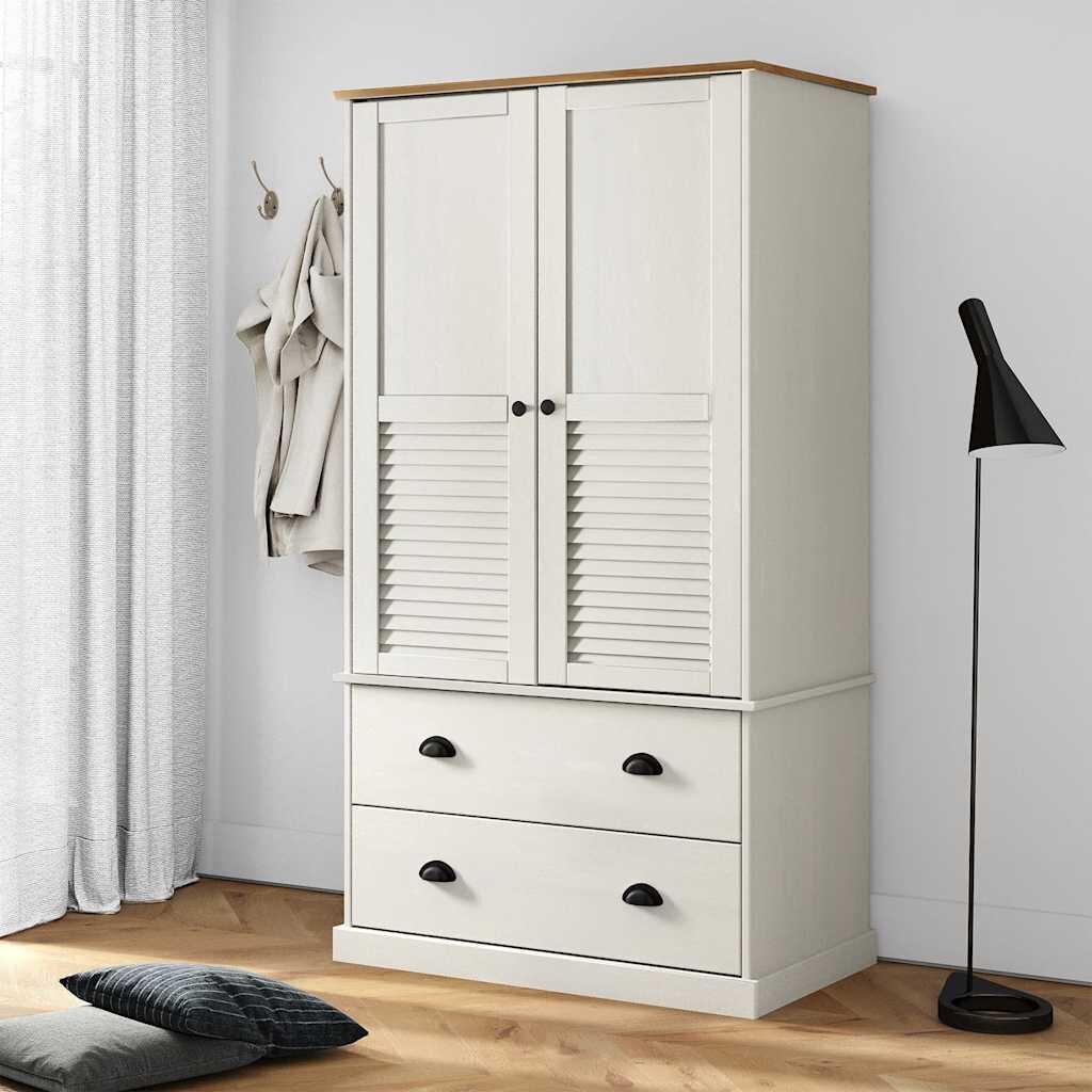 vidaXL Гардероб VIGO бял 90x55x170 см бор масив