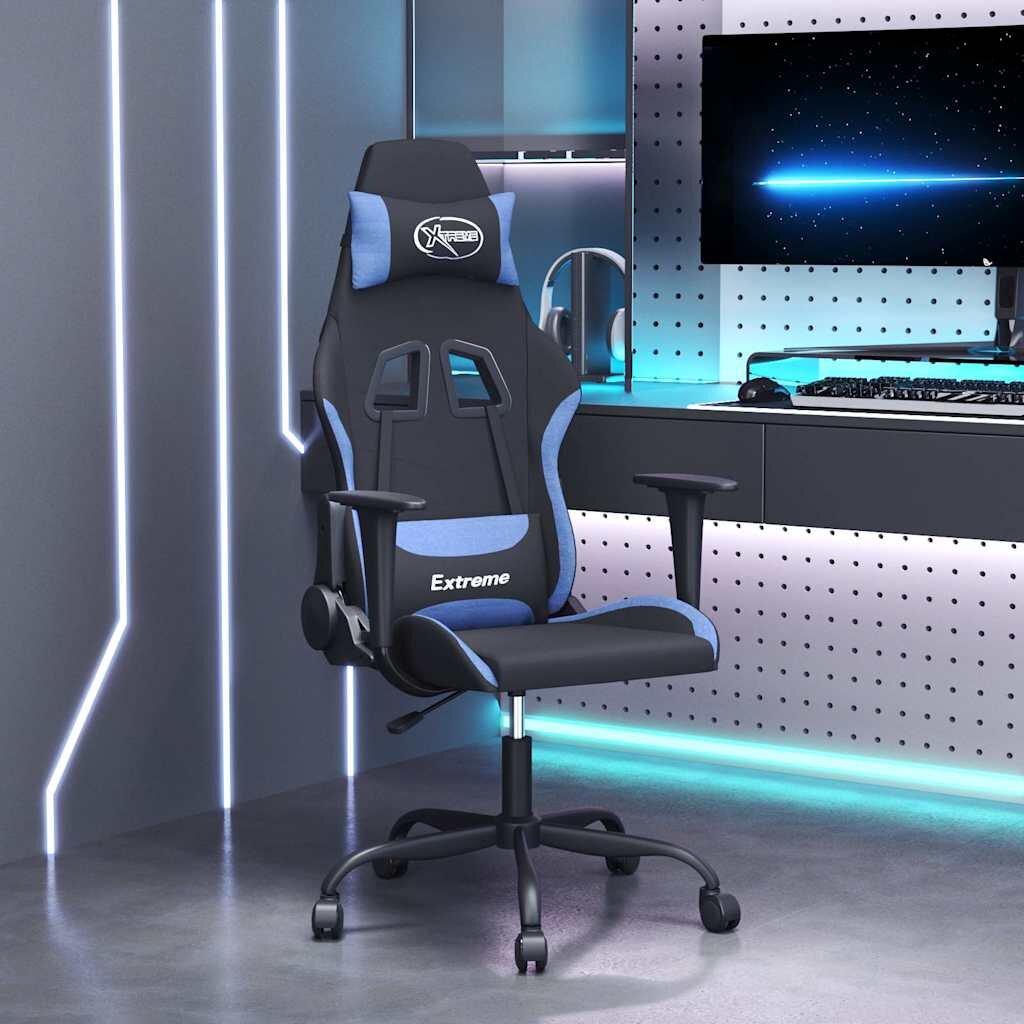vidaXL Гейминг стол черно и синьо плат