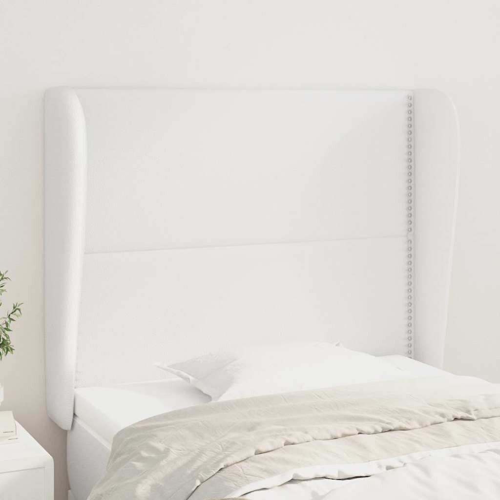 vidaXL Горна табла с уши бяла 103x23x118/128 см изкуствена кожа