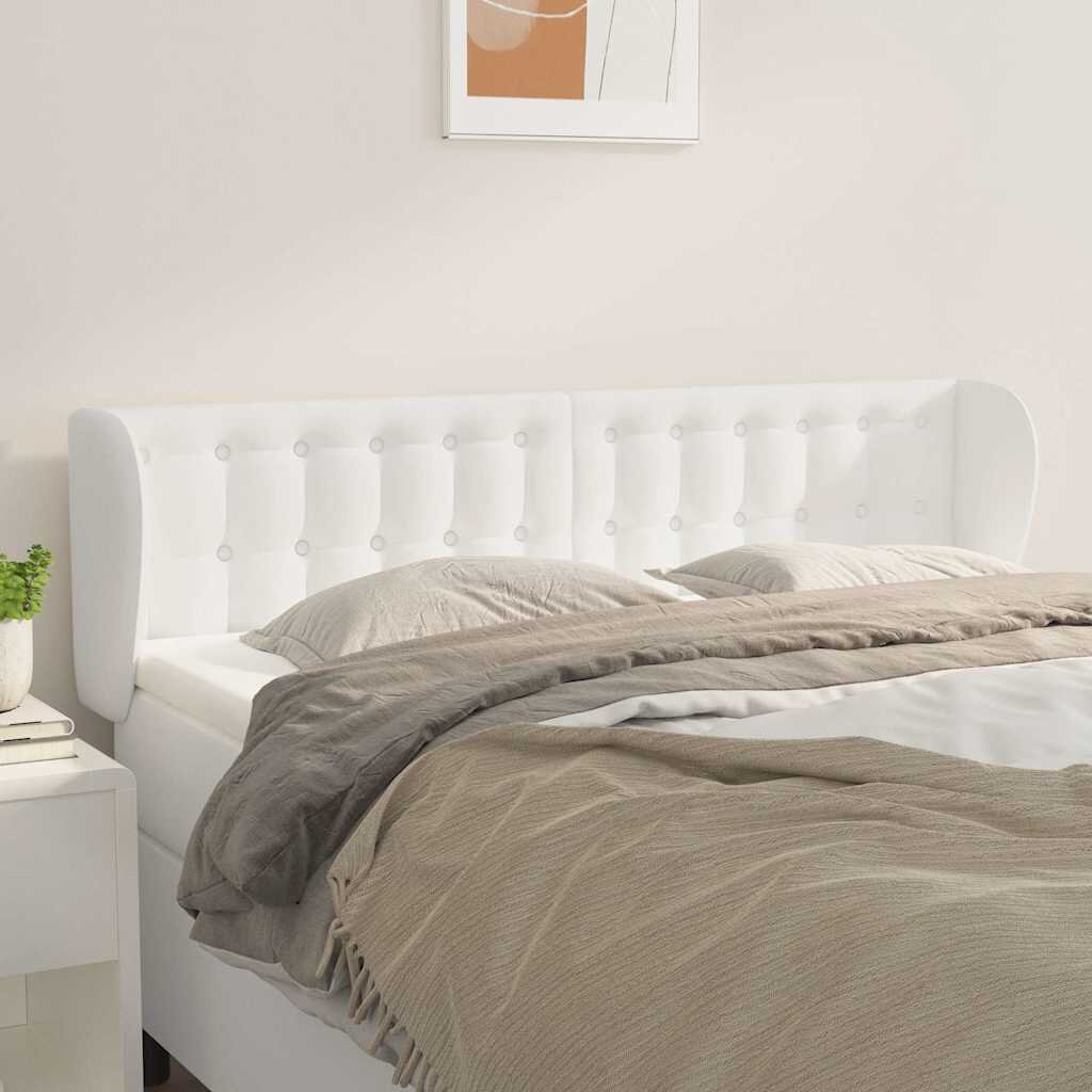 vidaXL Горна табла с уши Бяла 147x23x78/88 см изкуствена кожа