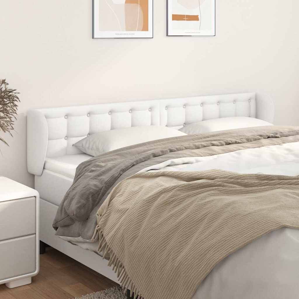 vidaXL Горна табла с уши Бяла 163x23x78/88 см изкуствена кожа