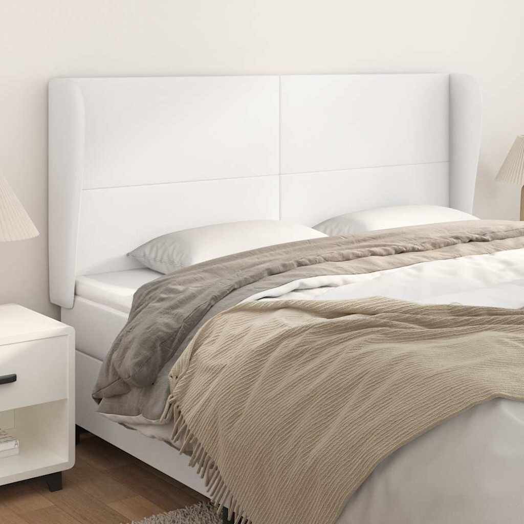 vidaXL Горна табла с уши бяла 183x23x118/128 см изкуствена кожа