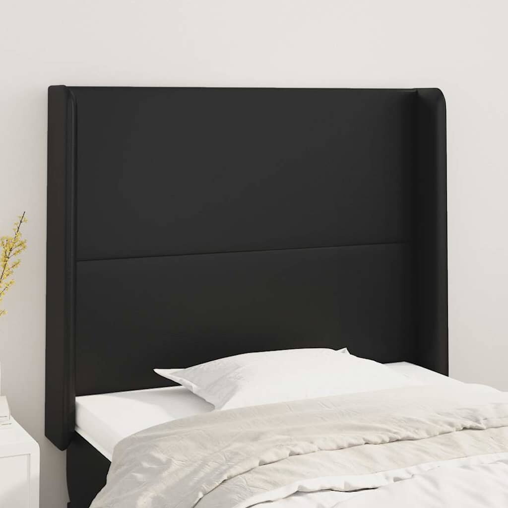 vidaXL Горна табла с уши черна 83x16x118/128 см изкуствена кожа