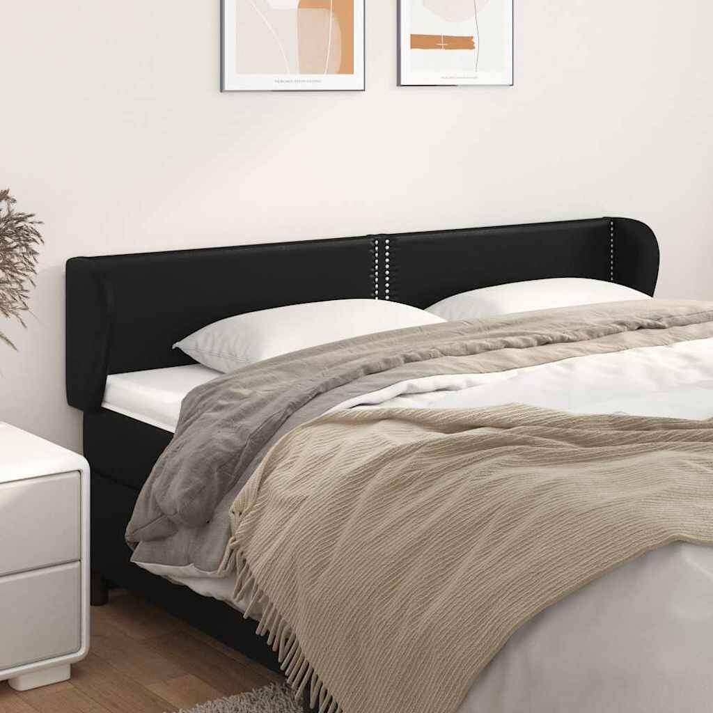 vidaXL Горна табла с уши черна183x23x78/88 см изкуствена кожа