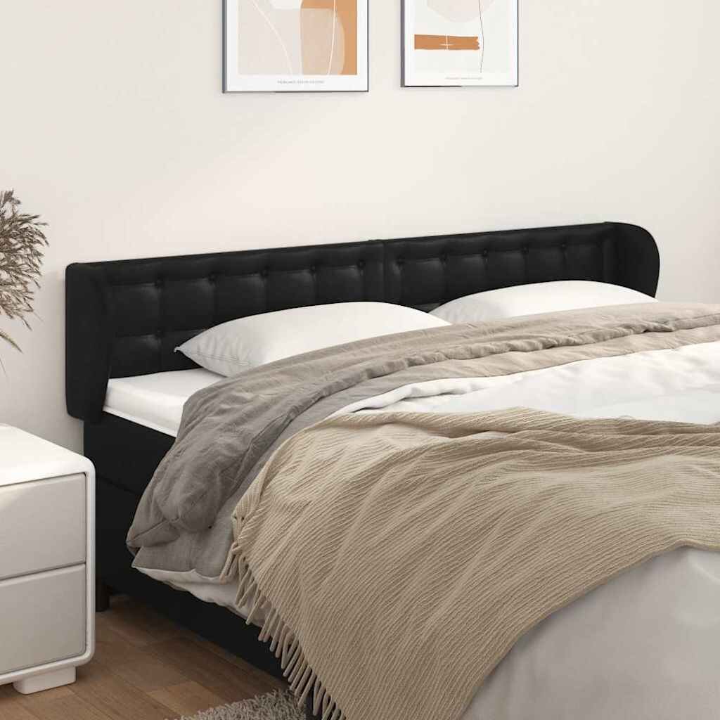 vidaXL Горна табла с уши черна183x23x78/88 см изкуствена кожа