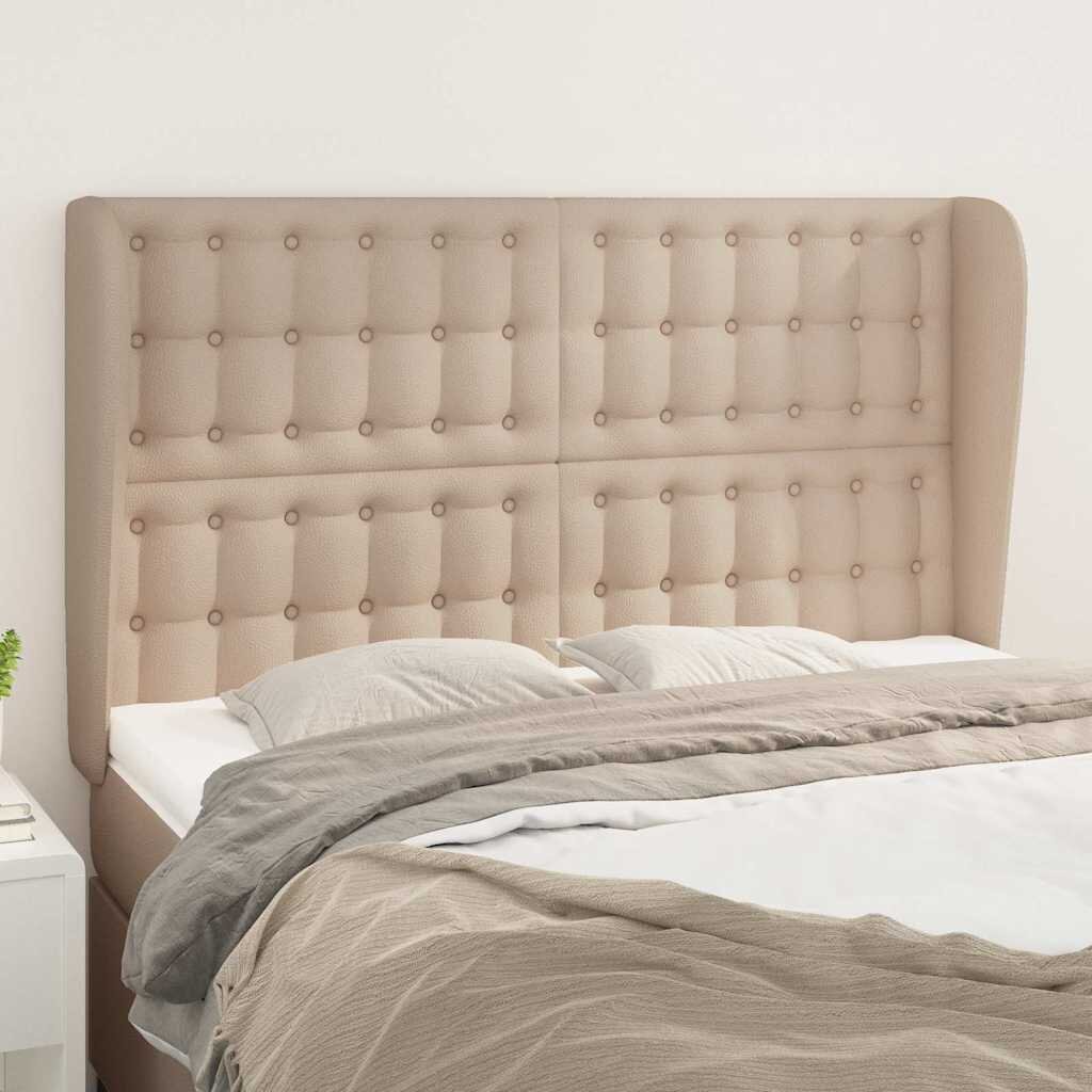 vidaXL Горна табла с уши капучино 147x23x118/128 см изкуствена кожа