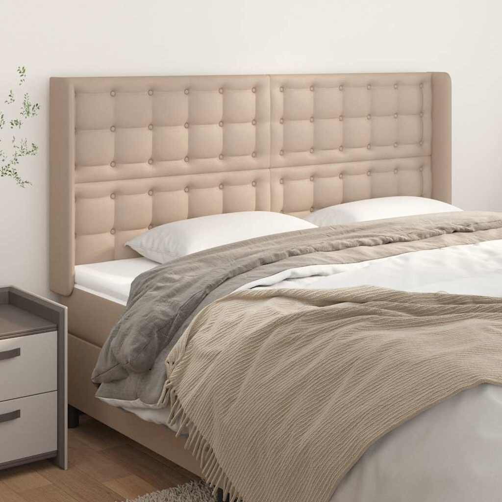 vidaXL Горна табла с уши капучино 183x16x118/128 см изкуствена кожа