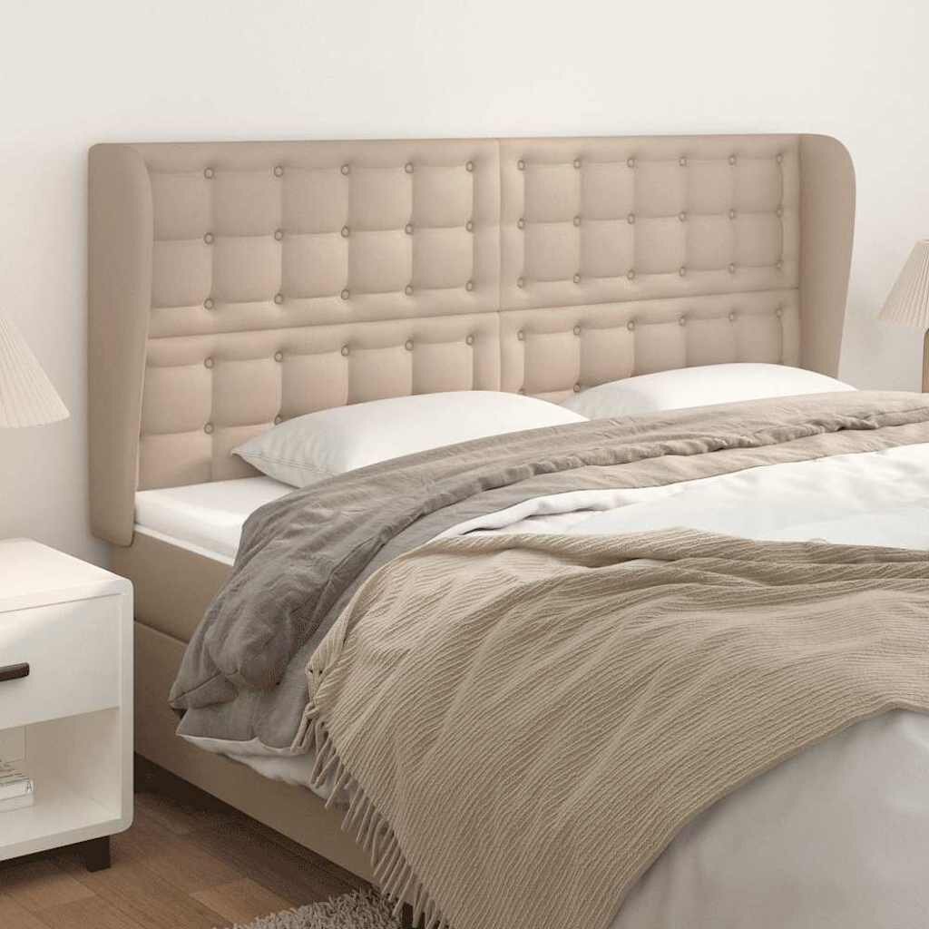 vidaXL Горна табла с уши капучино 183x23x118/128 см изкуствена кожа