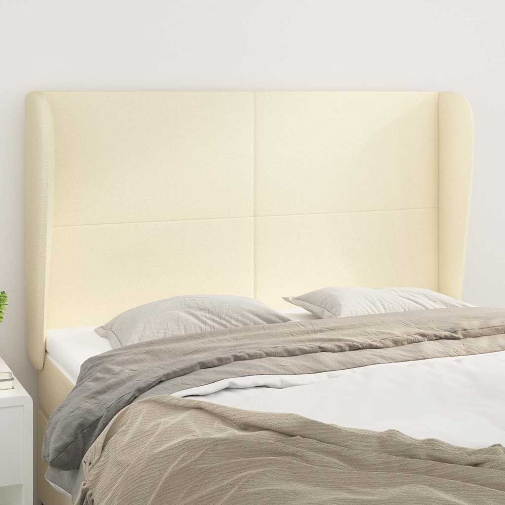 vidaXL Горна табла с уши кремава 147x23x118/128 см изкуствена кожа