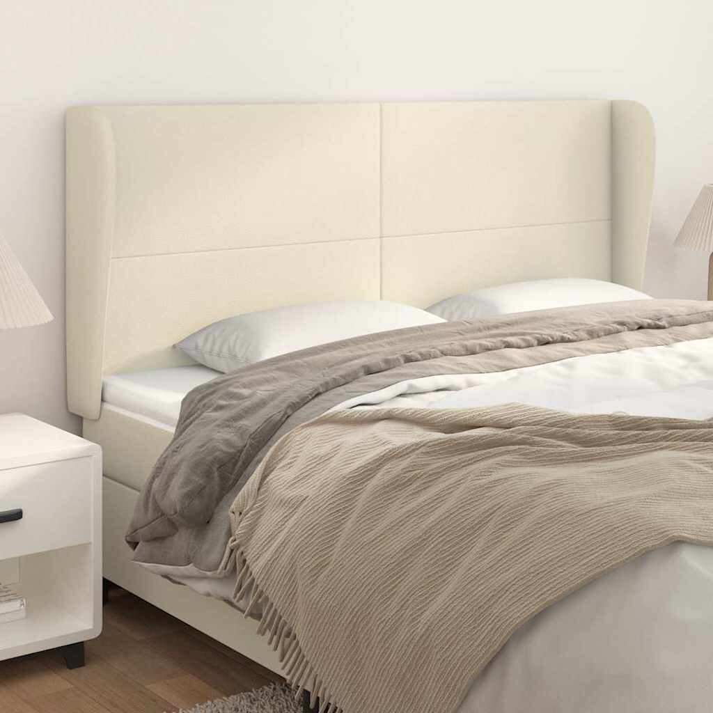 vidaXL Горна табла с уши кремава 163x23x118/128 см изкуствена кожа