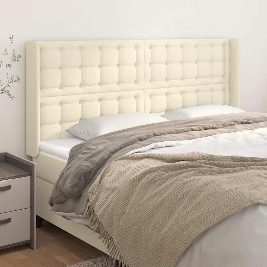 vidaXL Горна табла с уши кремава 183x16x118/128 см изкуствена кожа
