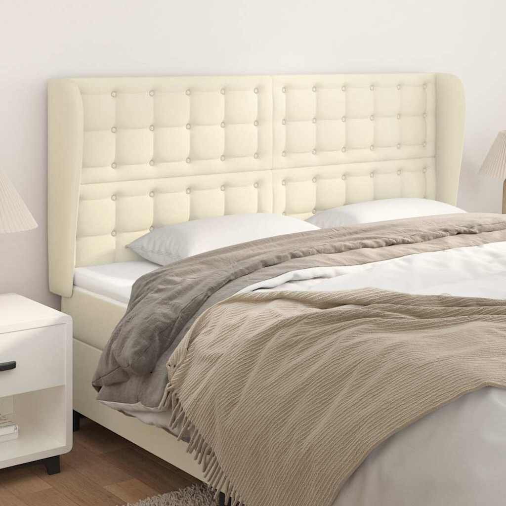 vidaXL Горна табла с уши кремава 203x23x118/128 см изкуствена кожа