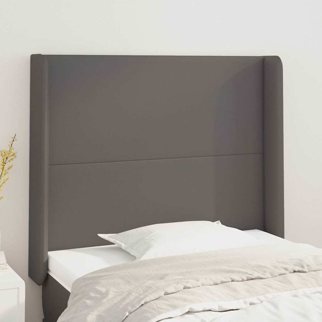 vidaXL Горна табла с уши сива 103x16x118/128 см изкуствена кожа