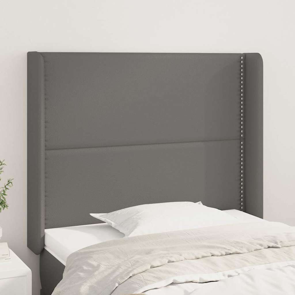 vidaXL Горна табла с уши сива 103x16x118/128 см изкуствена кожа