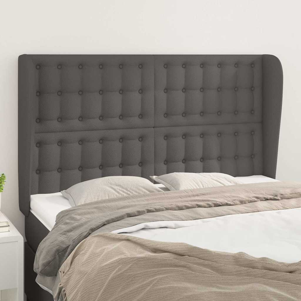 vidaXL Горна табла с уши сива 147x23x118/128 см изкуствена кожа