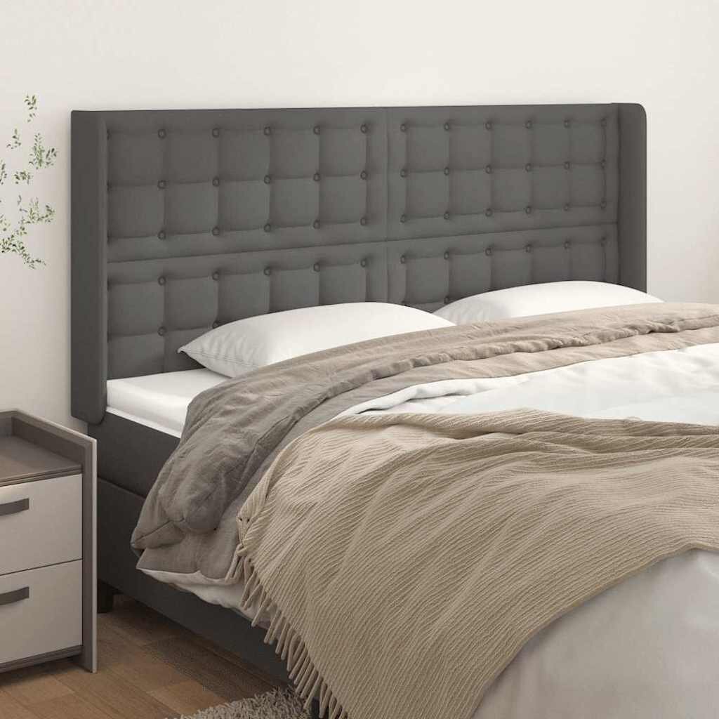 vidaXL Горна табла с уши сива 163x16x118/128 см изкуствена кожа