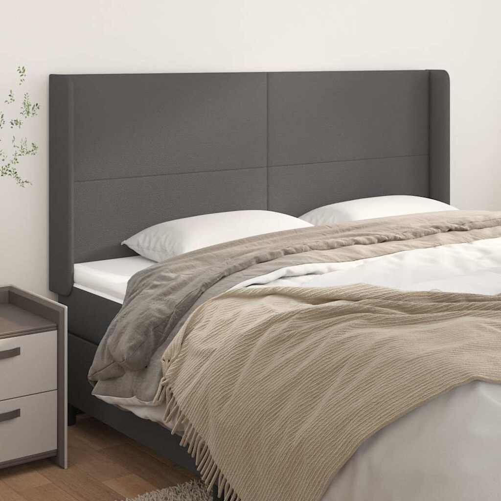vidaXL Горна табла с уши сива 203x16x118/128 см изкуствена кожа