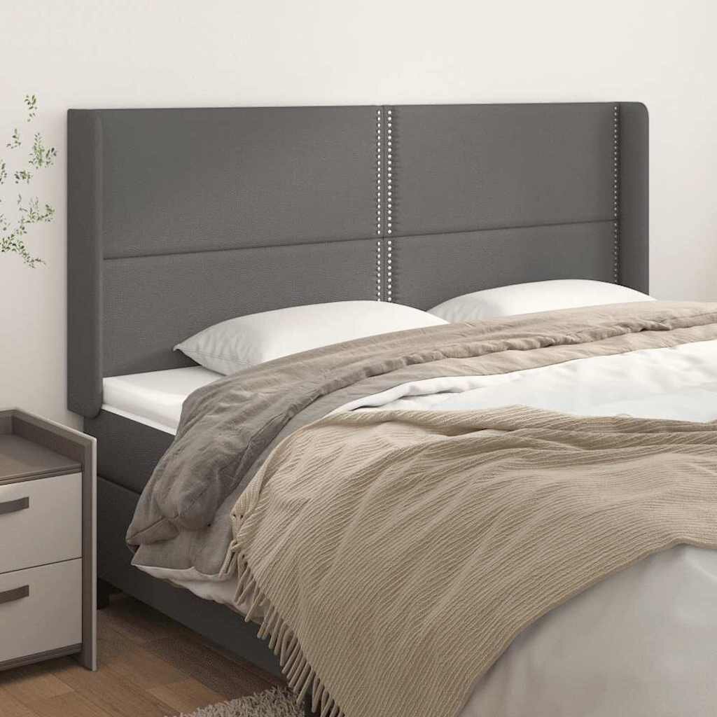 vidaXL Горна табла с уши сива 203x16x118/128 см изкуствена кожа