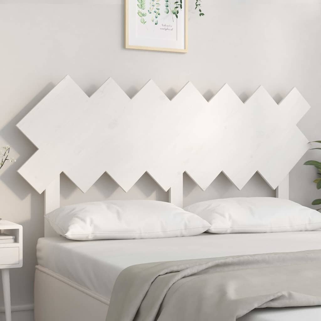 vidaXL Горна табла за легло бяла 141x3x805 см бор масив