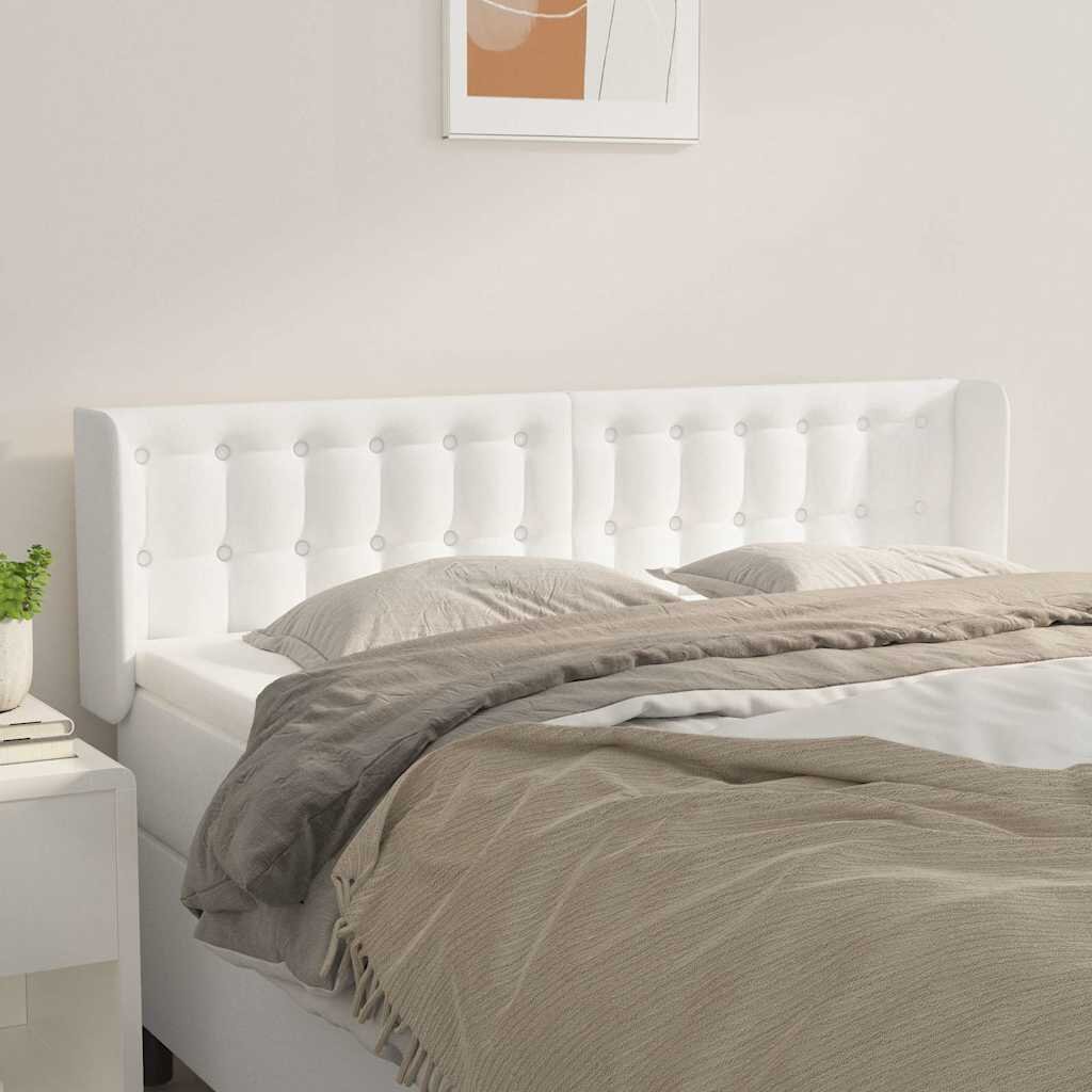 vidaXL Горна табла за легло Бяла 147x16x78/88 см изкуствена кожа